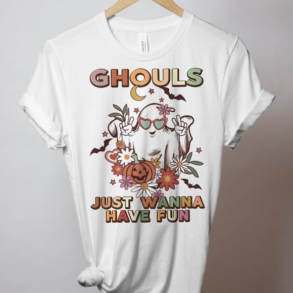 Cute Ghouls Just Wanna Have Fun Halloween Ghost T-shirt - Picture 1 of 1